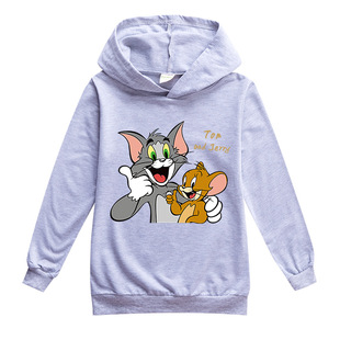 猫和老鼠卡通T恤儿童卫衣Tom and Jerry2022春秋连帽印花上衣薄款