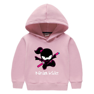 Ninja kidz忍者小子儿童带帽卫衣2023秋冬加绒保暖套头上衣外套厚