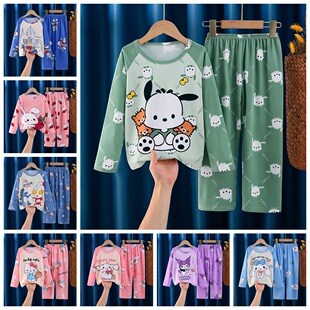 帕恰狗长袖长裤儿童睡衣Pochacco夏季薄款宝宝空调服家居服牛奶丝