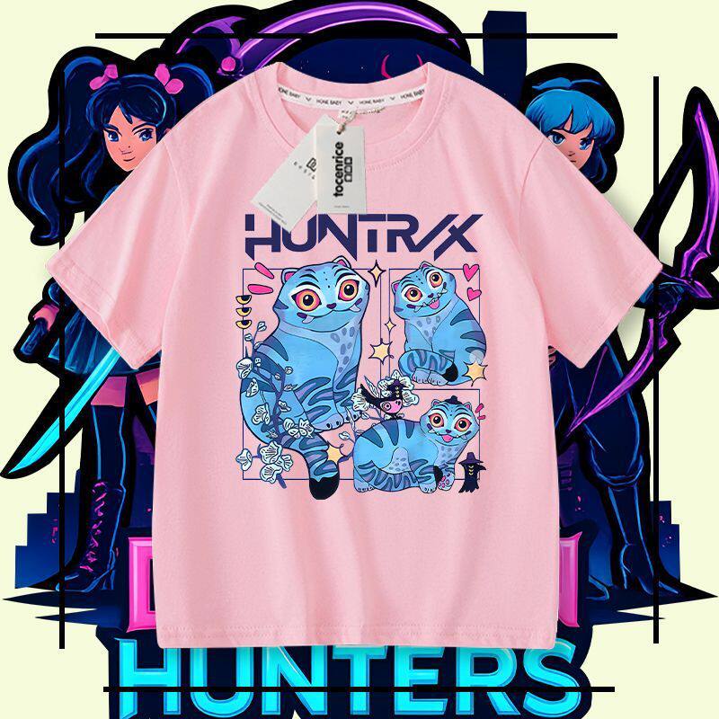 kpop猎魔女团t恤纯棉男女童 2025新款卡通夏季短袖亲子装宽松半袖