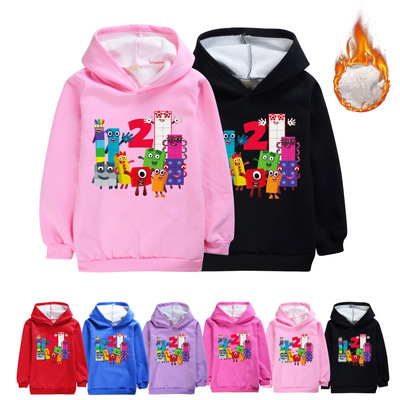 数字积木儿童加绒卫衣套头上衣