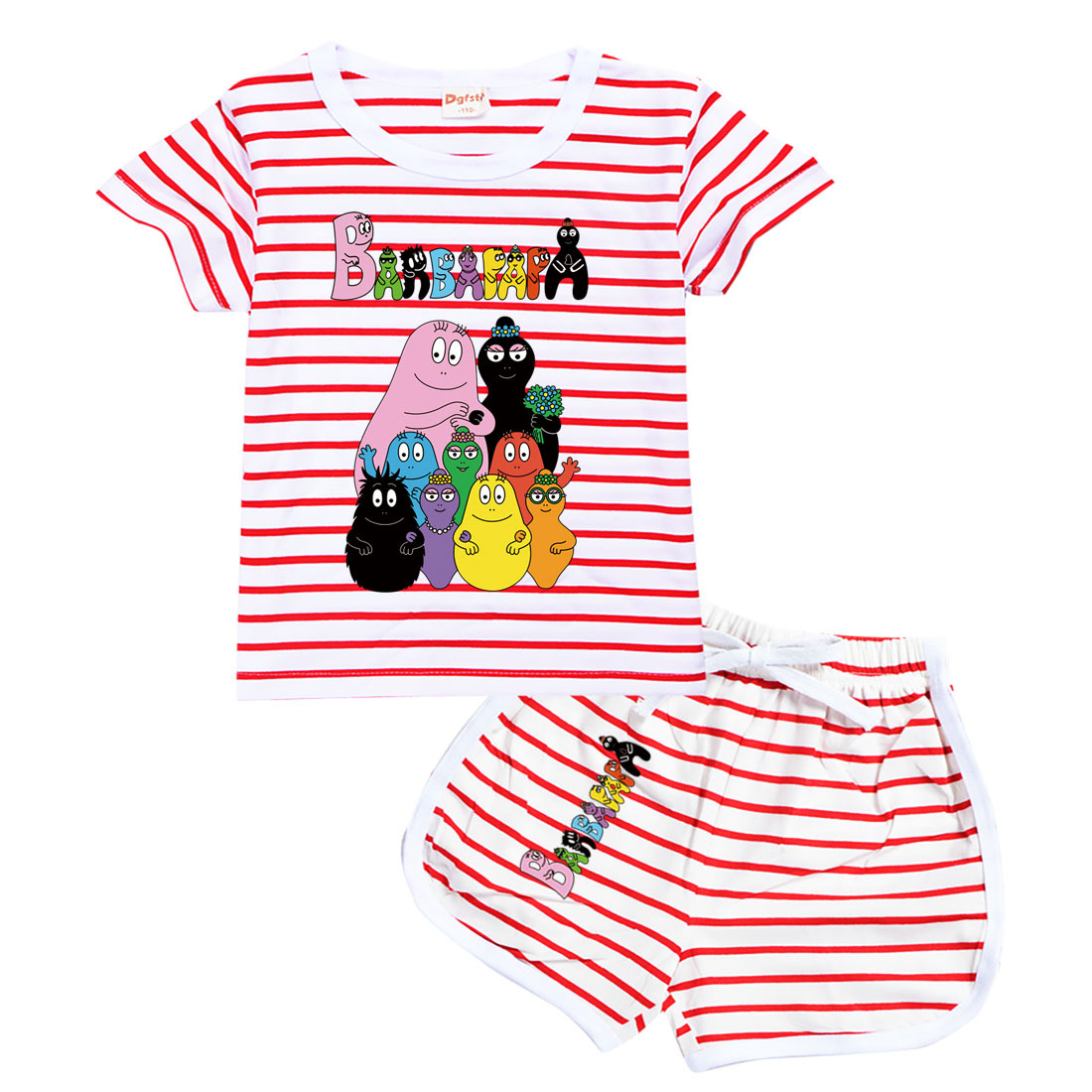 巴巴爸爸条纹T恤短裤卡通睡衣