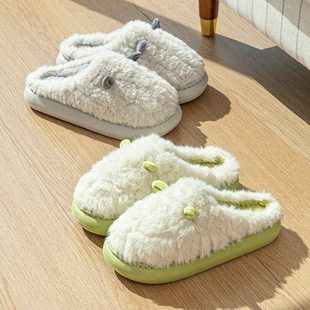 月子鞋 男保暖鞋 女包头拖 女加绒棉拖鞋 可爱小耳朵棉拖女居家棉拖鞋