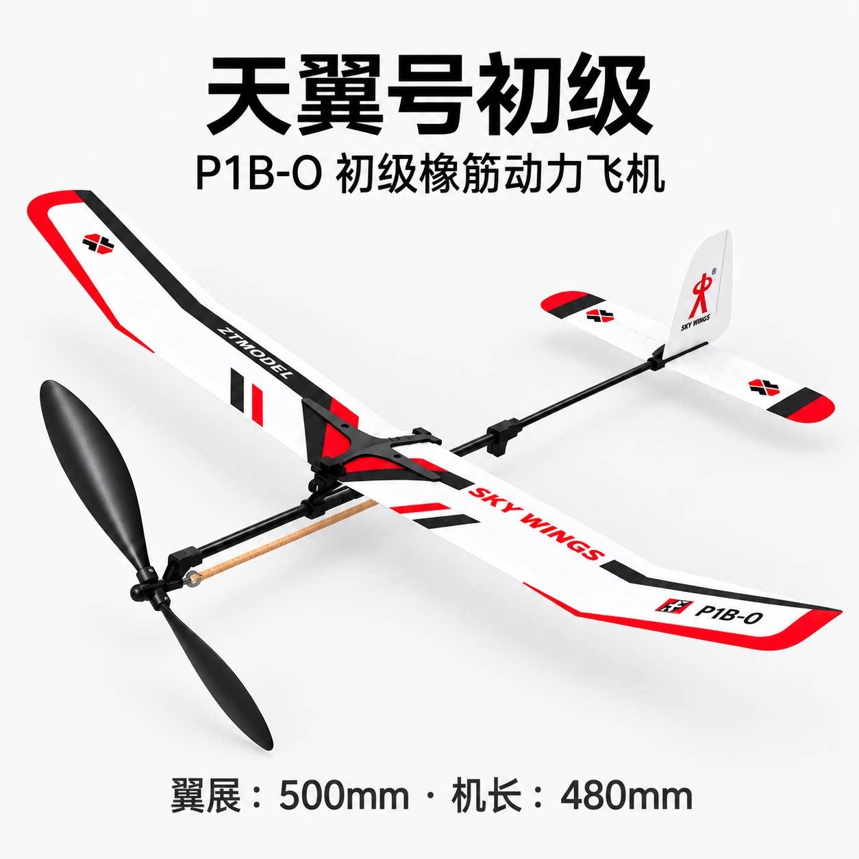 天翼号IIP1B-0初级橡筋动力飞机模型中小学生泡沫手抛航模滑翔机图片