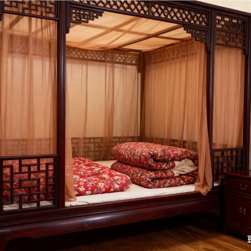 白布拼金花布被套农家乐民宿展示