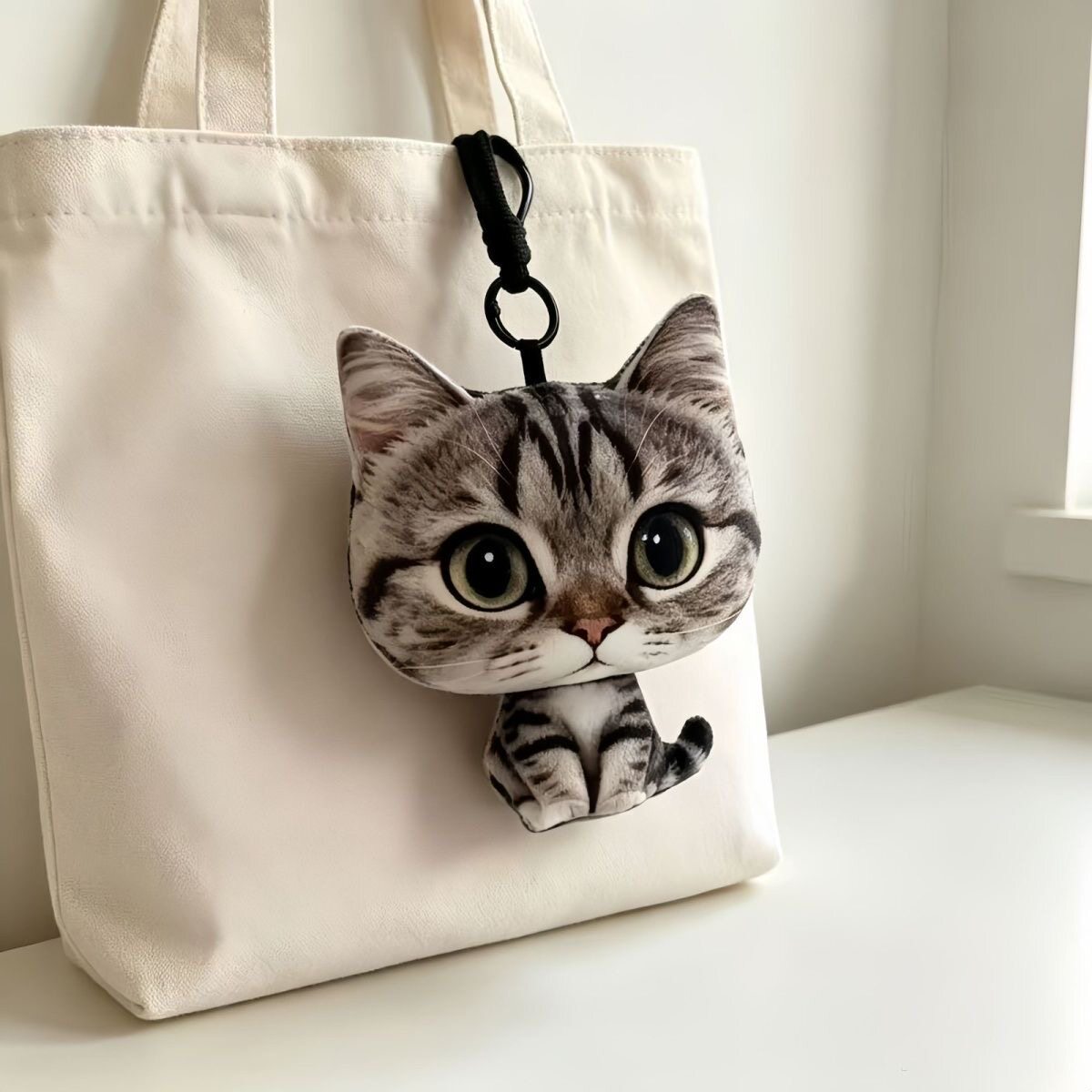 仿真大头猫咪毛绒玩偶挂件抽象猫公仔靠枕搞怪趣味钥匙扣女生礼物