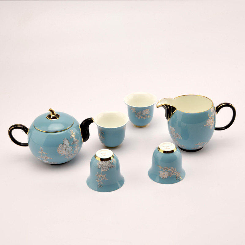 国瓷永丰源水墨牡丹7/8头功夫茶具下午茶套装送长辈乔迁送礼