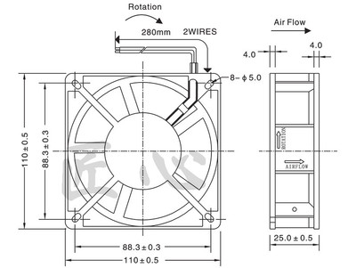 JHDFAN AC AXIAL FAN 11025B2H 220/240V 19/18W 0.09A轴流风机