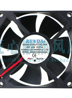 RDH8025B24N48A 轴流风机 24V 0.21A 8CM全新RUNDA变频器散热风扇
