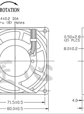 A2V8C25TBT-1 AC 230V 8025 80*80*25 交流散热风扇