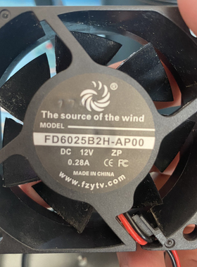 FD6025B2H-AP00 DC 12V 0.28A 60x60x25mm 散热风扇