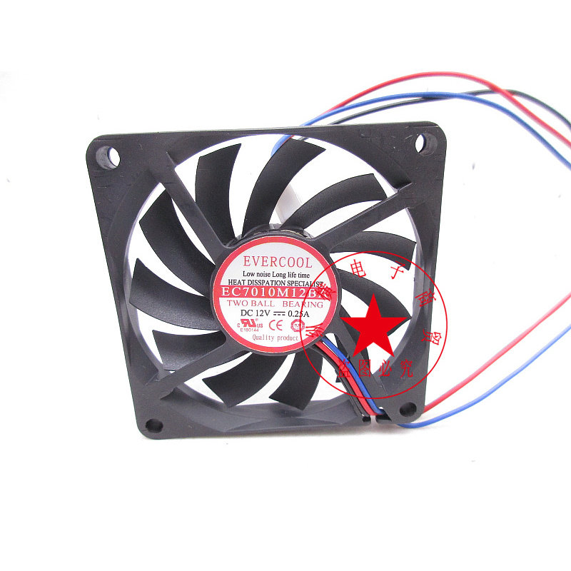 全新原装/EVERCOOL 7CM EC7010M12BA 12V 0.25A 超薄机箱散热风扇