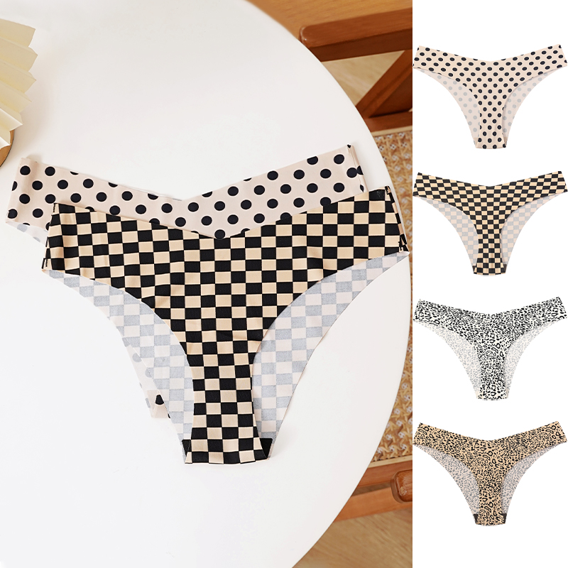 低腰冰丝性感豹纹三角裤