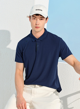 探路者户外速干T恤男 春夏新品透气翻领短袖POLO衫TAJJCL81305