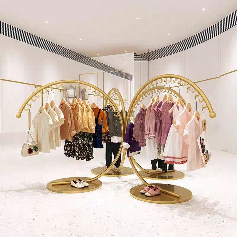 服装店落地式展示架女装货架挂衣架陈列组合店面侧挂专用架子半圆