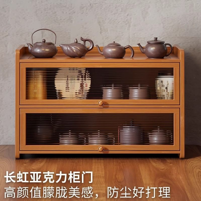 桌面博古架小型茶杯茶具收纳置物架桌上茶台紫砂壶多层摆放展示架