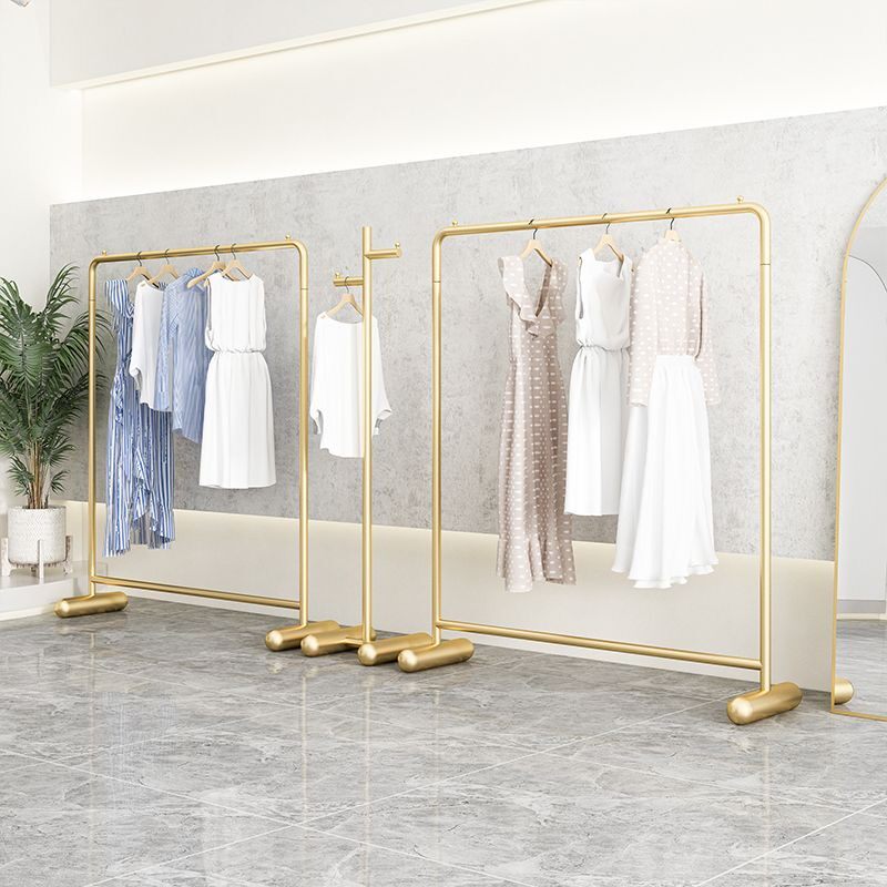 服装店展示架女装店落地式衣架挂衣架免打孔晾衣杆金色可移动货架