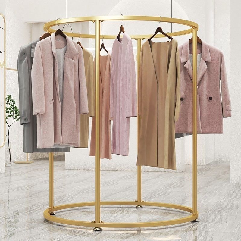 服装店展示架落地中岛女装货架子专用挂衣架椭圆形装饰童装挂衣杆