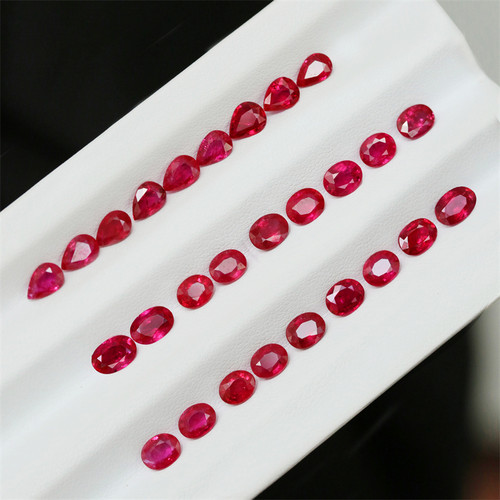 配对镶嵌耳坠戒指天然红宝石