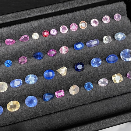 CB7彩色蓝宝石天然T裸石18k金镶嵌时尚戒指吊坠耳钉手链新品特价