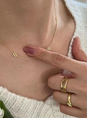 百搭猪鼻子项链女精致钛钢不掉色气质锁骨链叠戴精致毛衣链颈链
