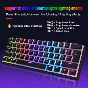 L700 有线游戏 61Key布丁机械键盘青轴12种灯光模式