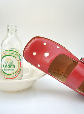 REMOTE原创方头皮鞋学院复古大头鞋娃娃头波点玛丽珍搭扣牛皮