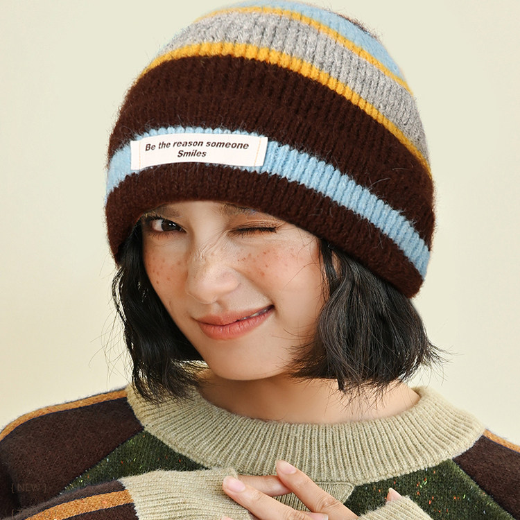 CACUSS条纹针织帽子女冬显脸小防寒保暖毛线帽韩版时尚撞色包头帽,服饰配件/皮带/帽子/围巾,帽子,淘宝优惠券,粉丝福利购,淘宝优惠卷
