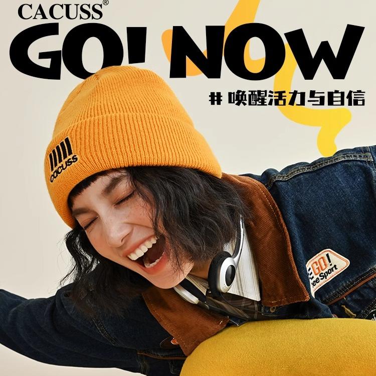 CACUSS帽子女秋冬毛线帽大头围
