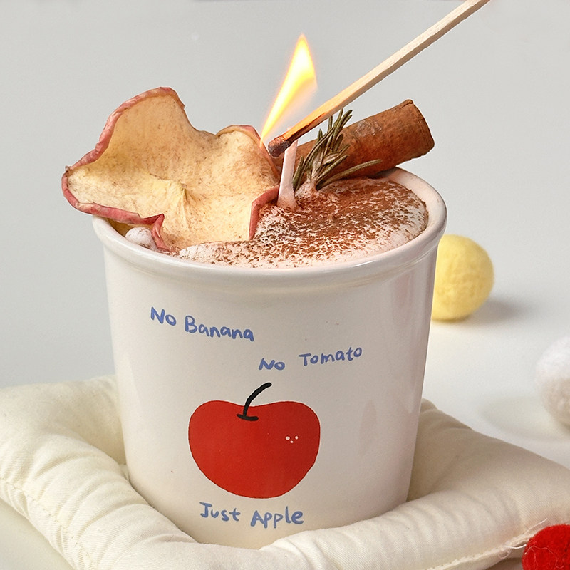 烤苹果拿铁咖啡创意圣诞香薰蜡烛