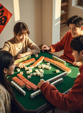 麻将牌家用手搓麻雀大号四川玉石高颜值红中精品带盒中号108张