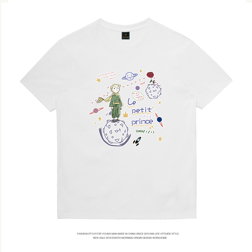 小王子联名短袖男Nasa宇航员夏季T恤女涂鸦半袖纯棉衣服情侣装潮-封面