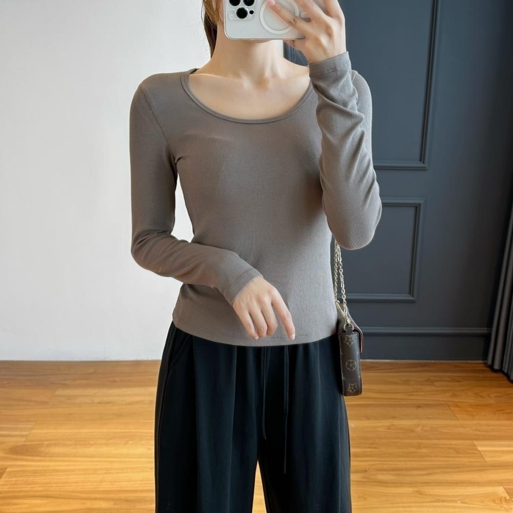 清仓福利款！高品质U领长袖t恤