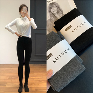 女冬季 连袜裤 发热高腰收腹提臀加绒微压力黑色打底裤 一条过冬