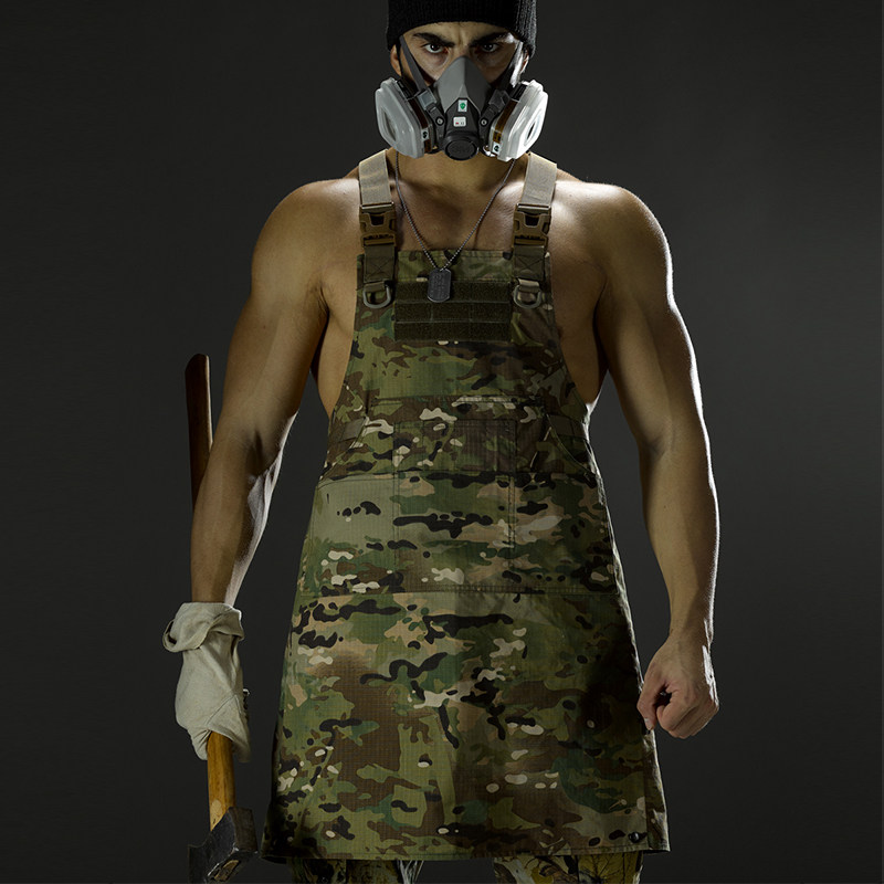 酋长军迷机械技师战术迷彩围裙户外野炊耐磨耐脏防泼水维修工作服