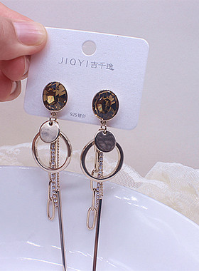 925银针新款个性气质长款耳环女潮高级感流苏百搭耳饰品网红耳坠