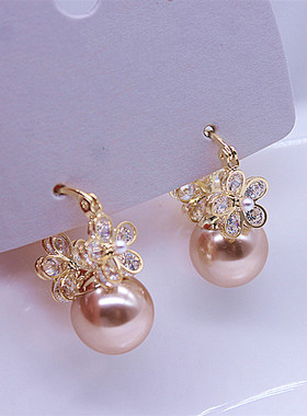法式时尚高级轻奢樱花珍珠耳环女优雅气质设计感耳扣新款潮耳饰