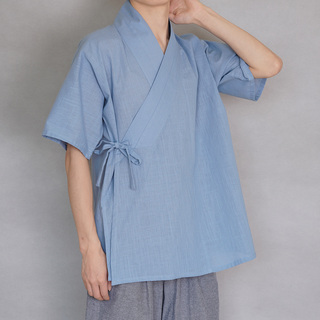 青山渐 改良明制汉服半臂交领短衫纯棉横卧领短袖夏季男女款