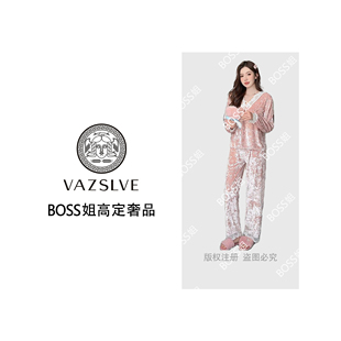 捡漏金丝绒睡衣金钻绒蕾丝家居服女CM7082 全新奢品 VAZSLVE