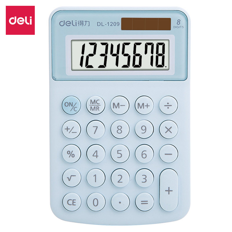 得力1209A计算器学生用8位大屏幕财务专用双电源计算机桌面计算器