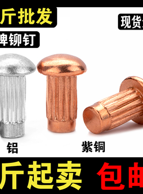 按斤出售 半圆头铝标牌紫铜铆钉GB827滚花铭牌铆钉扁头M2M2.5M3M4