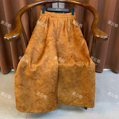 【遇古】七色新中式浮雕提花珠光感休闲裤复古优雅四季花苞裤602