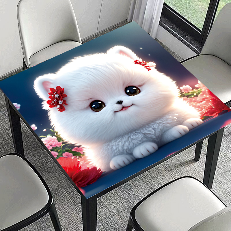 正方形卡通餐桌垫PVC软玻璃桌布方形茶几垫防水防油防烫桌面垫子