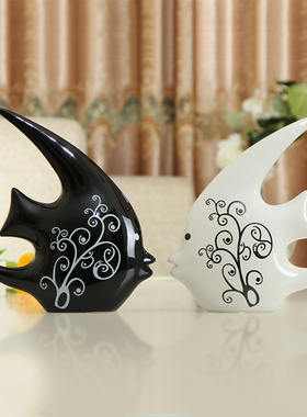 鱼亿有家陶瓷祝福客厅摆件不褪色