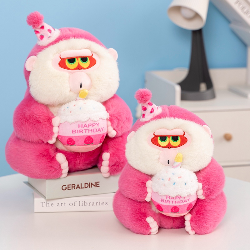 粉萌HOHO小猴子玩偶公仔粉猴子布偶抱枕背包毛绒玩具生日礼物女生