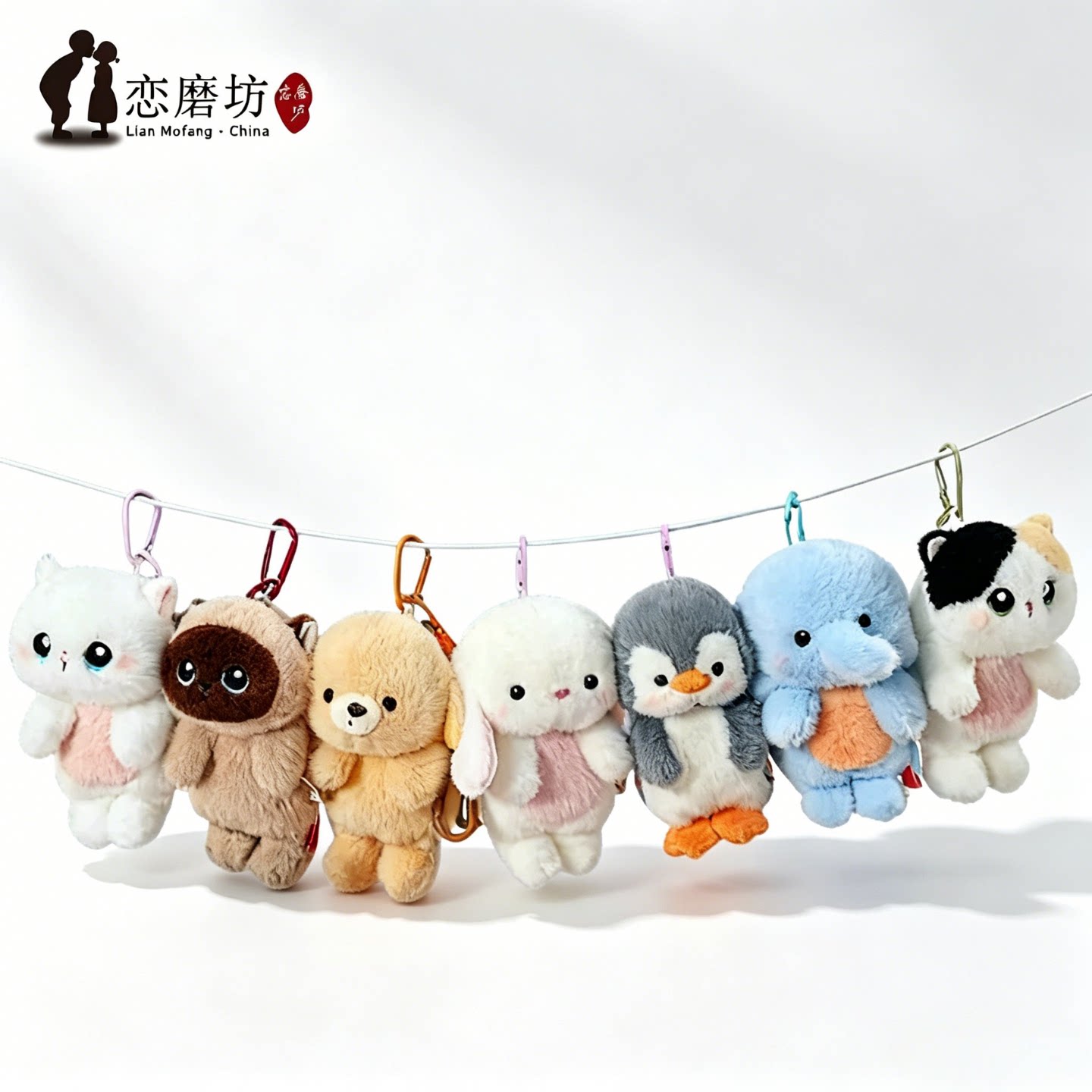 生日礼物女玩偶小狗象兔灰白18cm