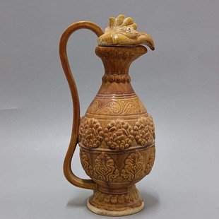 仿古唐三彩摆件鸡首壶亚光古典工艺品陶瓷家居饰品老旧瓷器艺术品