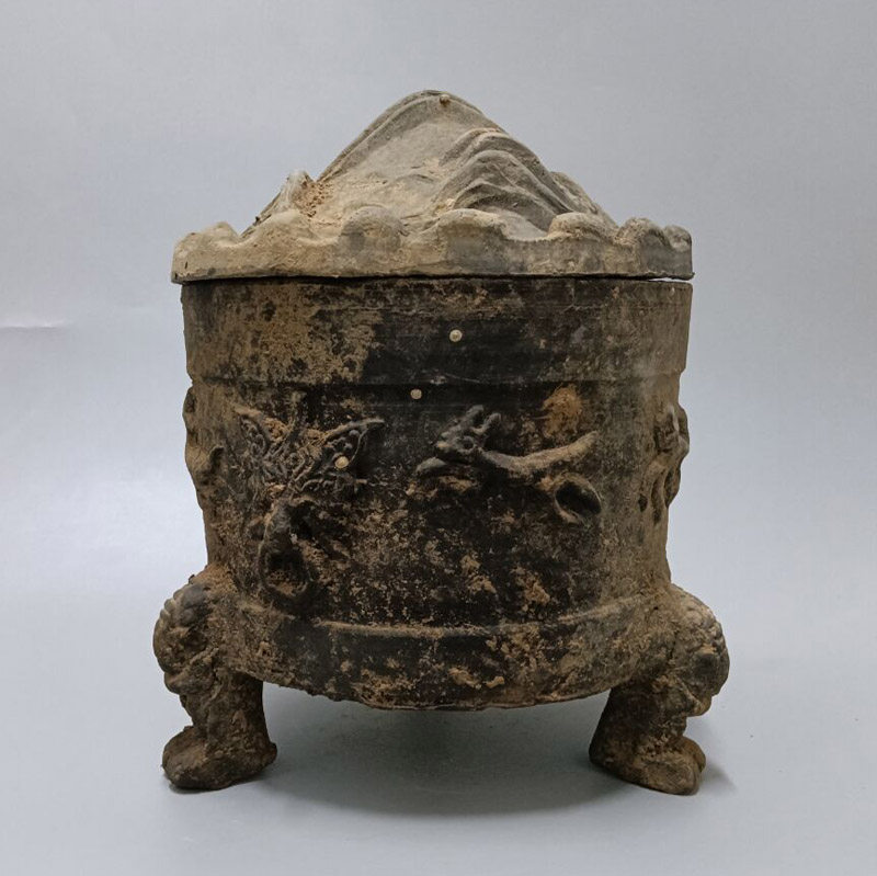 仿古陶器摆件 汉代博山炉 古典工艺品三足炉 做旧 茶楼装饰品定制