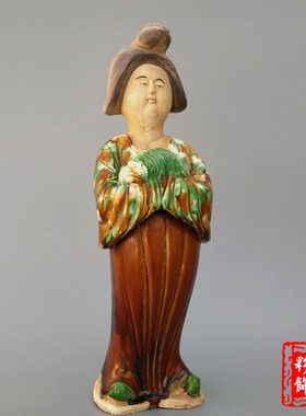唐三彩仕女俑摆件陶瓷酒店工艺品