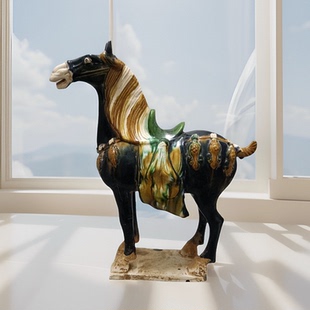 唐三彩马摆件仿古做旧工艺品乔迁门店开业装饰品陶瓷出国礼品文玩